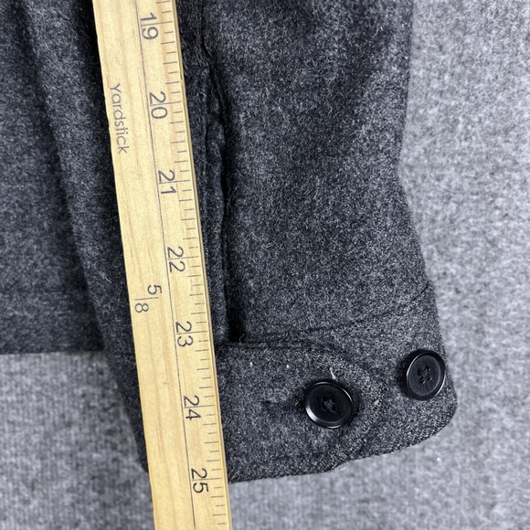 Banana Republic Jacket Mens M Gray Italian Wool Cashmere Full Zip Lined Pea Coat - Picture 15 of 16